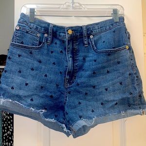 Madewell Heart Pattern High Rise Jean Shorts